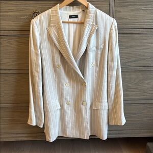 Theory Beige Striped Blazer